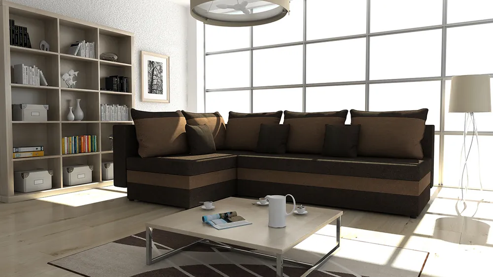 Finální Výprodej Rohová rozkládací sedačka IRWIN tmavěhnědá-světlehnědá