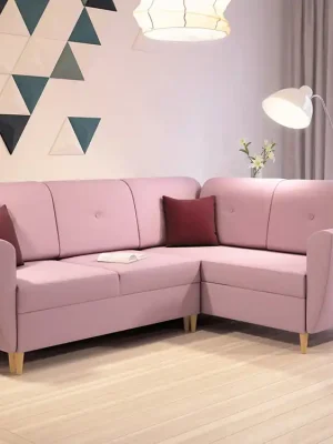 Nejlepší Volba Rohová rozkládací sedačka HILDA růžová