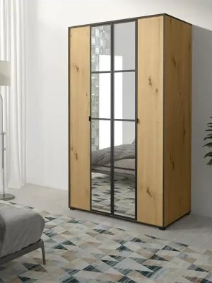 Novinka Šatní skříň OSLIN I 120 cm dub artisan + černá