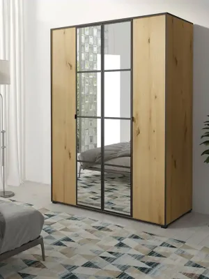 Šatní skříň OSLIN I 150 cm dub artisan + černá Cenový Hit