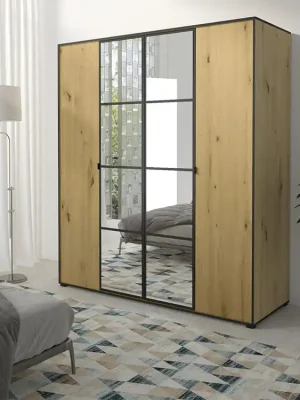 Bezpečná Platba Šatní skříň OSLIN I 180 cm dub artisan + černá