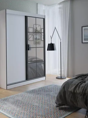 Šatní skříň OSLIN II 150 cm bílá + černá Nízká Cena