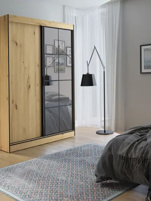 Šatní skříň OSLIN II 150 cm dub artisan + černá Cenový Hit