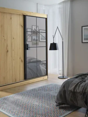 Šatní skříň OSLIN II 180 cm dub artisan + černá Horká Nabídka