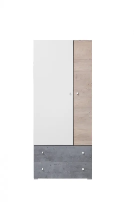 Autentický Šatní skříň SIGMA SI3 Beton + bílá lux + dub