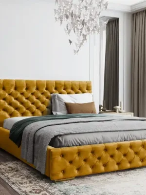 Sleva Postel MODEL 02 180x200 hořčicová - MAGIC VELVET 2288
