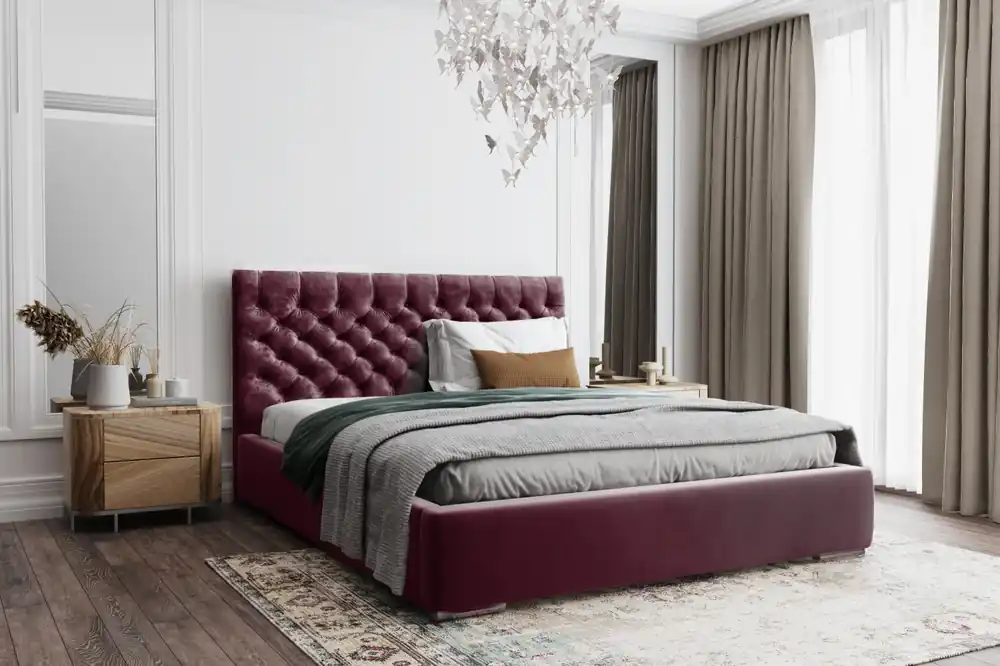 Vysoce Kvalitní Postel MODEL 03 160x200 fialová - MAGIC VELVET 2202