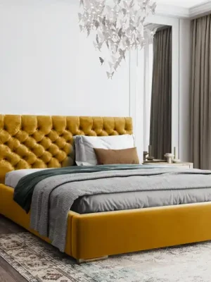 Víkendová Akce Postel MODEL 03 180x200 hořčicová - MAGIC VELVET 2288