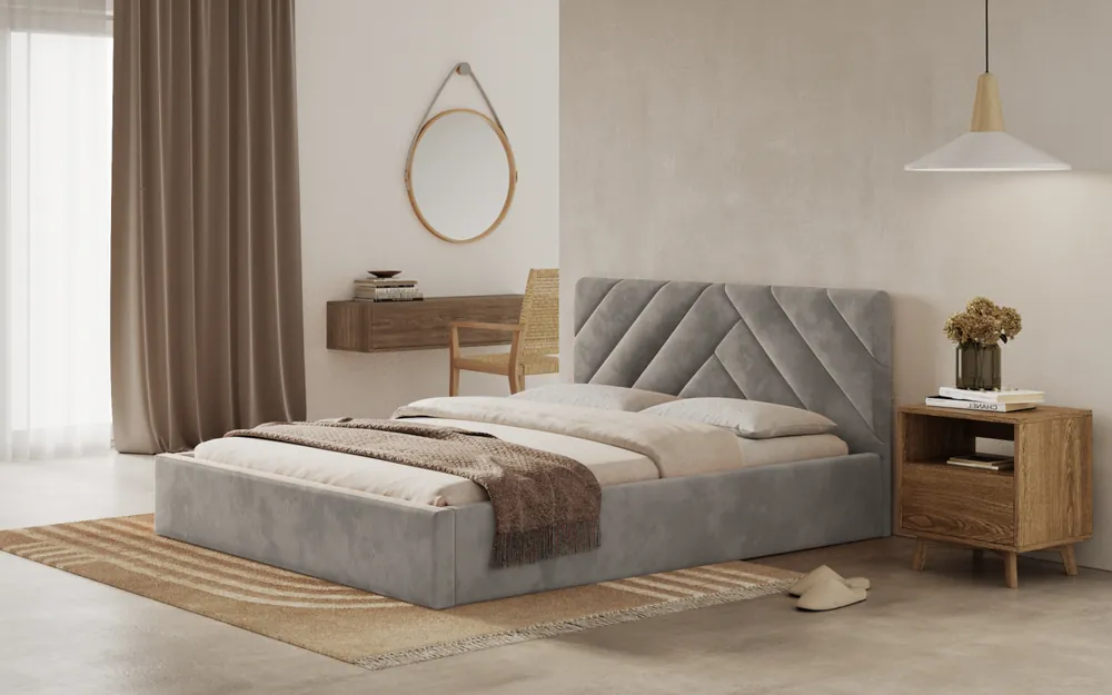 Nejlepší Volba Postel PRATO 140x200 světlešedá s úložným prostorem