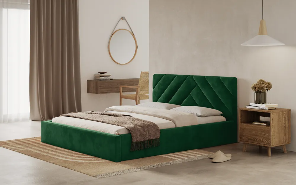 Akce Postel PRATO 160x200 zelená s úložným prostorem