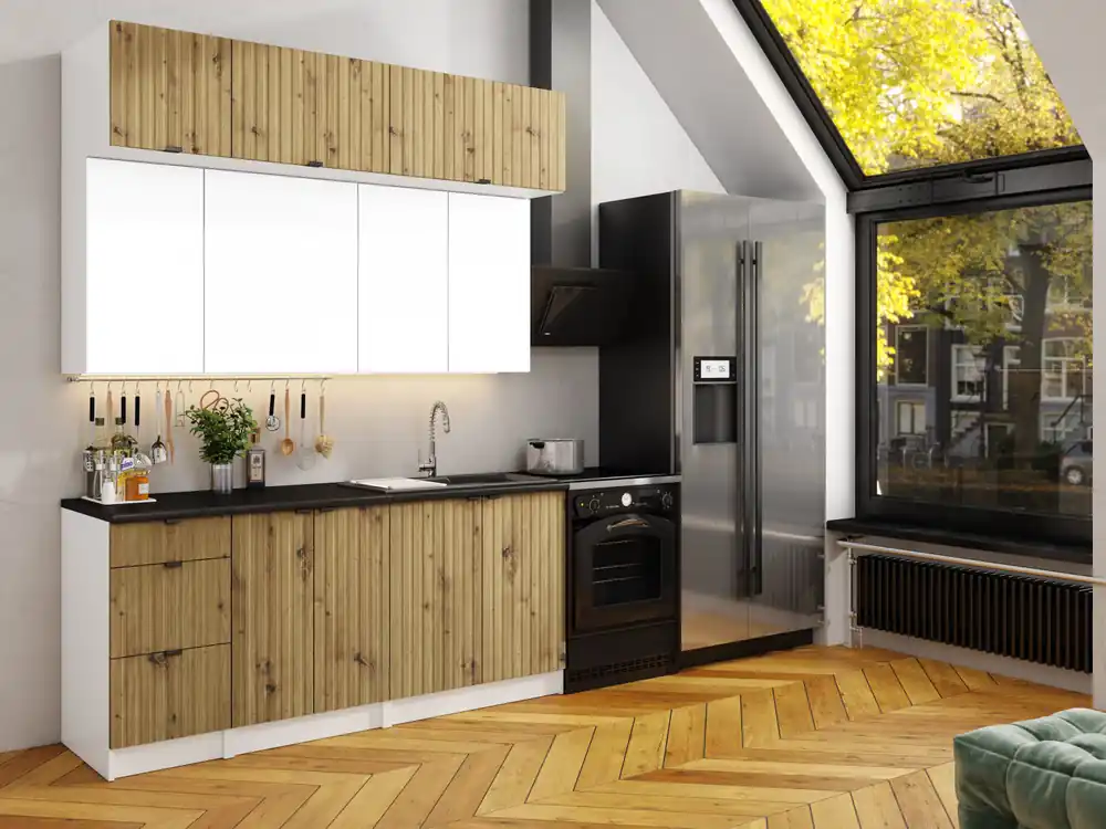 Tovární Cena Kuchyňská linka WALOS 180cm Dub artisan + bílá