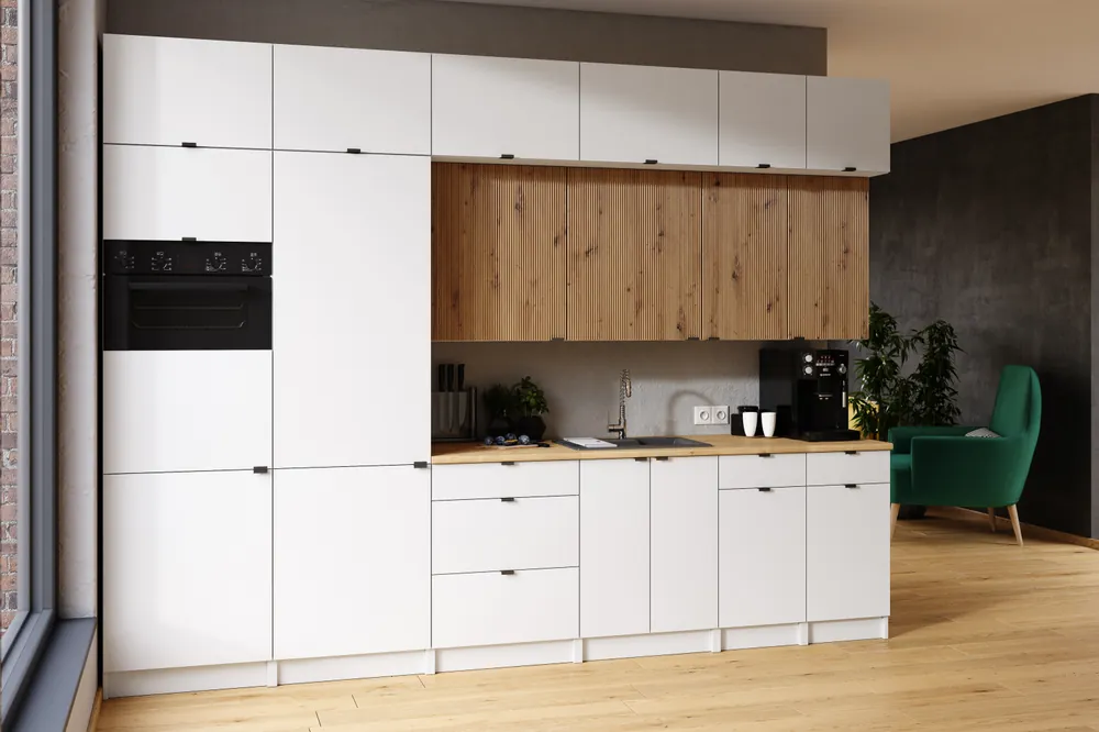 Top Prodej Kuchyňská linka JANISA 320cm Bílá + dub artisan