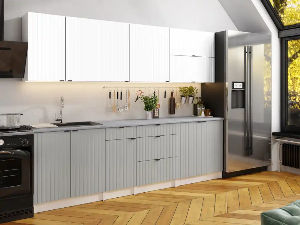 Kuchyňská linka PEREA 260 cm Bílá + popel Nízká Cena