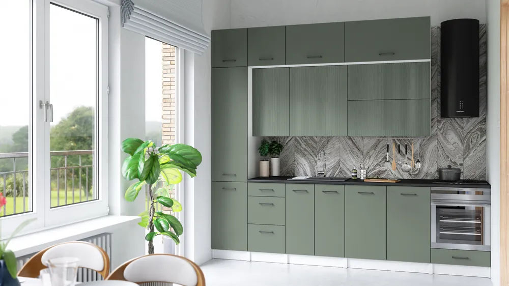 Kuchyňská linka DAFNI 280 cm Olive Akční Cena