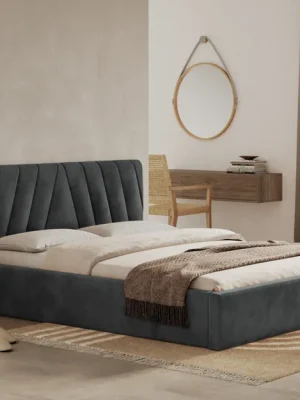 Autentický Postel ASTI 140x200 tmavěšedá s úložným prostorem