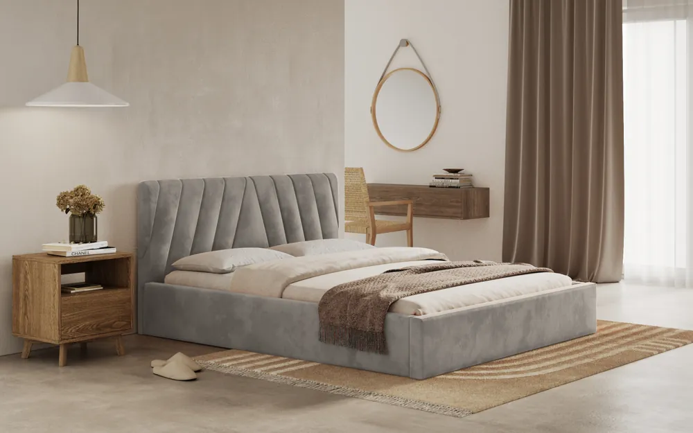 Nejlepší Volba Postel ASTI 140x200 světlešedá s úložným prostorem