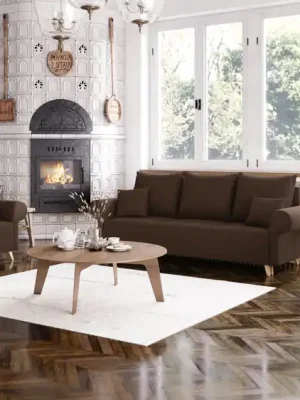 Levný Sedací souprava ESTELA 3+2+1 hnědá - CORD 205.18