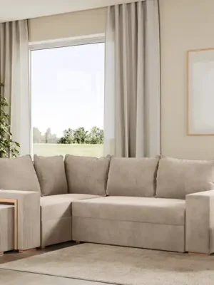 Top Prodej Rohová rozkládací sedačka MALAGA bežová - CORD 205.14