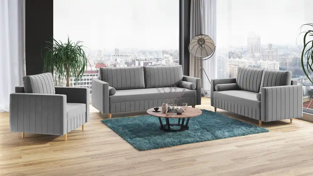 Sedací souprava FIORELLO 3+2+1 světlešedá - DREAM VELVET 202.17 Top Prodej