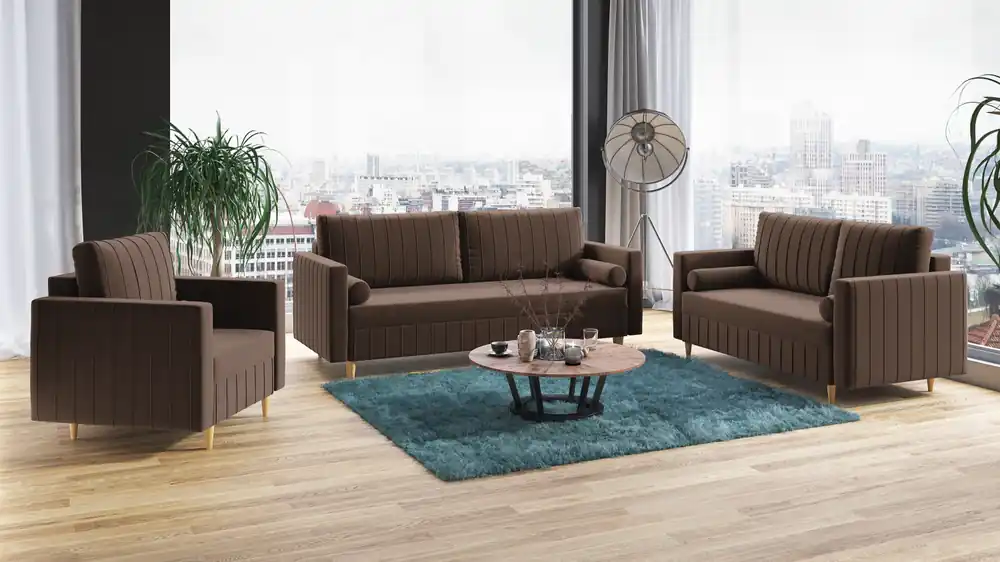 Sedací souprava FIORELLO 3+2+1 hnědá - DREAM VELVET 202.37 Cenový Hit