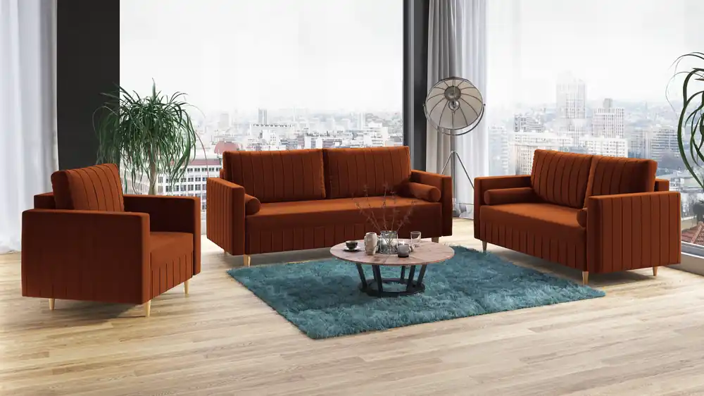 Sedací souprava FIORELLO 3+2+1 oranžová - DREAM VELVET 202.42 Sleva