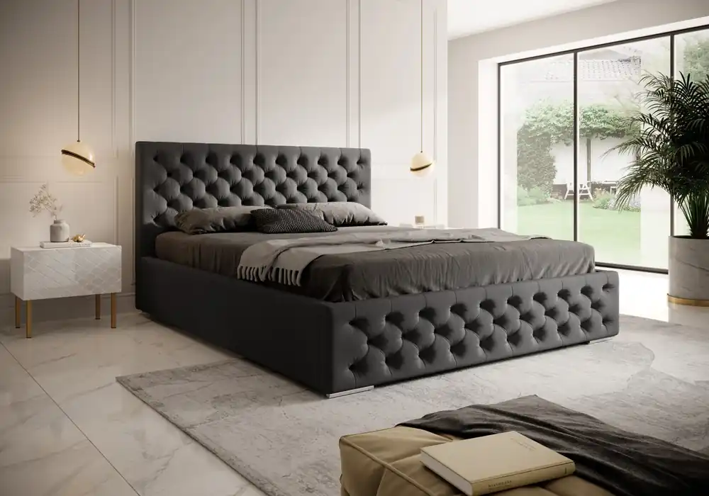 Postel MODEL 02 160x200 černá - MAGIC VELVET 2219 Víkendová Akce