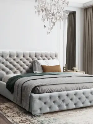 Cenově Výhodný Postel MODEL 02 200x200 šedá - MAGIC VELVET 2240