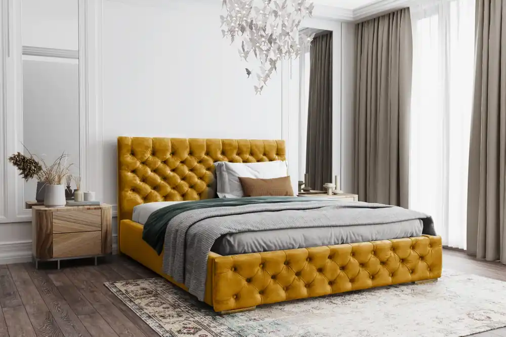 Postel MODEL 02 200x200 hořčicová - MAGIC VELVET 2288 Expresní Doručení