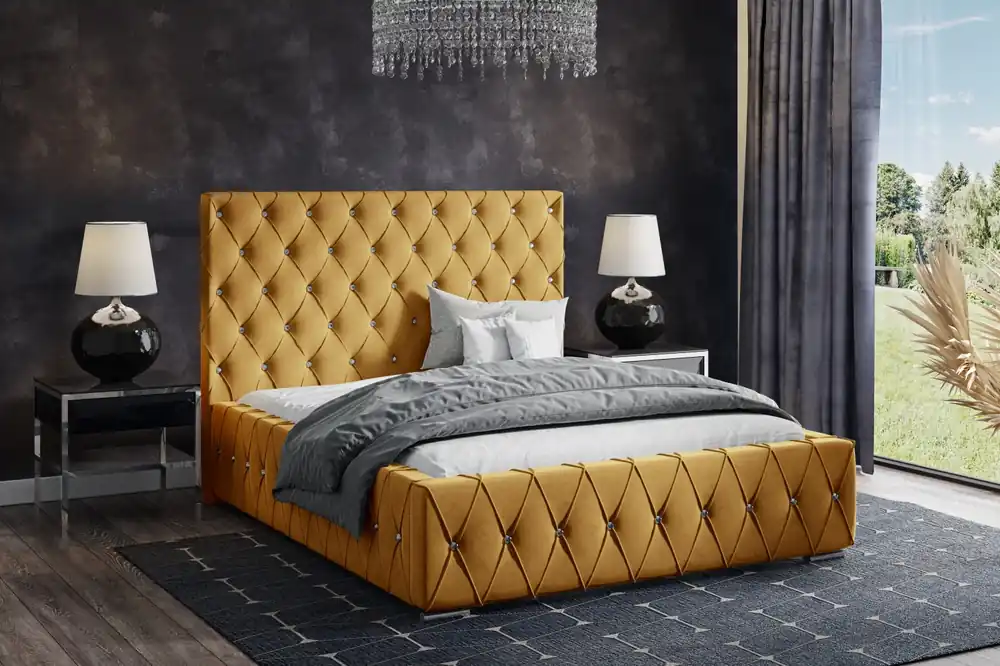 Novinka Postel MODEL 06 200x200 hořčicová - MAGIC VELVET 2212