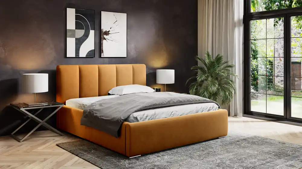 Autentický Postel MODEL 08 200x200 hořčicová - MAGIC VELVET 2212