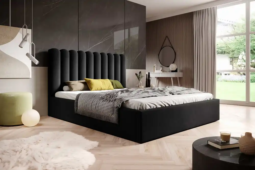 Postel MODEL 13 160x200 černá - MAGIC VELVET 2219 Vysoce Kvalitní