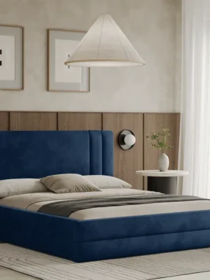 Cenově Výhodný Postel ALCAMO 180x200 modrá s úložným prostorem