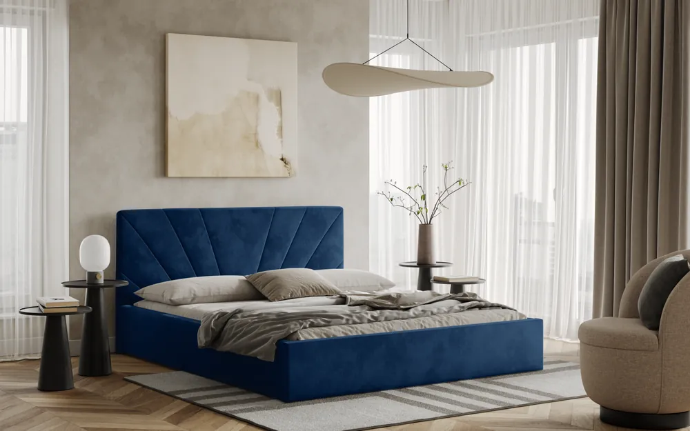 Přímo Od Výrobce Postel LATINA 140x200 modrá s úložným prostorem