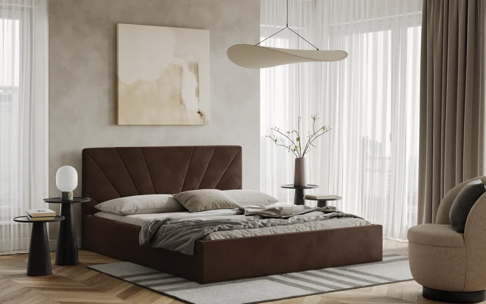 Bezpečná Platba Postel LATINA 160x200 hnědá s úložným prostorem