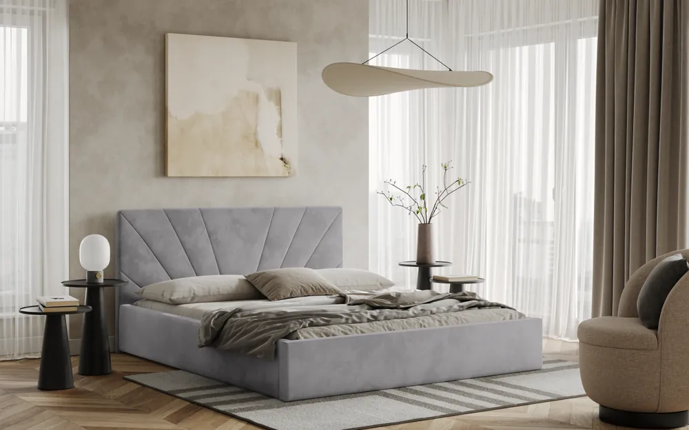 Akční Nabídka Postel LATINA 180x200 světlešedá s úložným prostorem