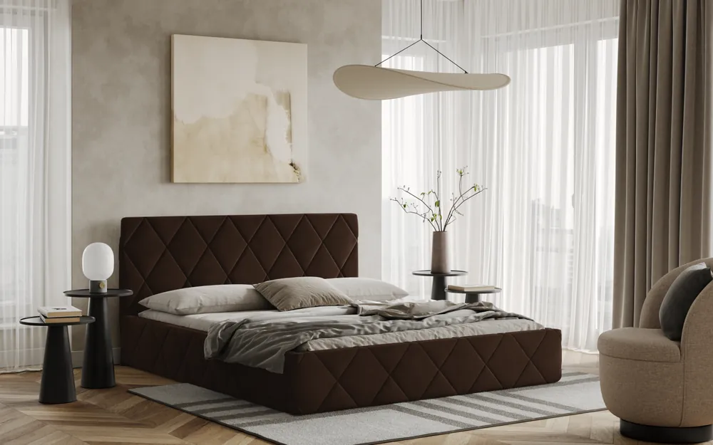 Výprodej Postel LUKA 160x200 hnědá s úložným prostorem