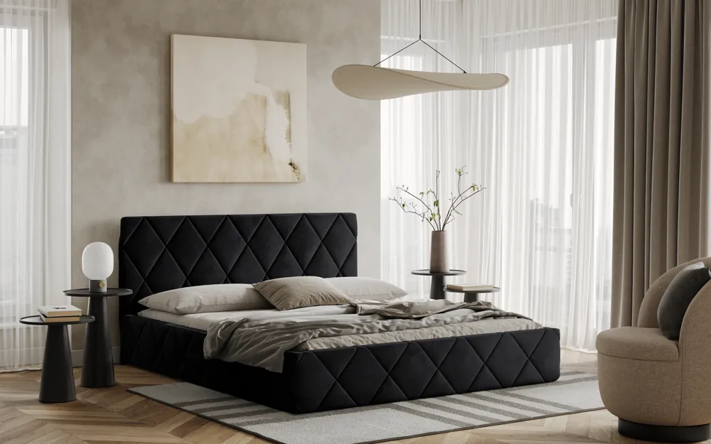 Horká Nabídka Postel LUKA 180x200 černá s úložným prostorem