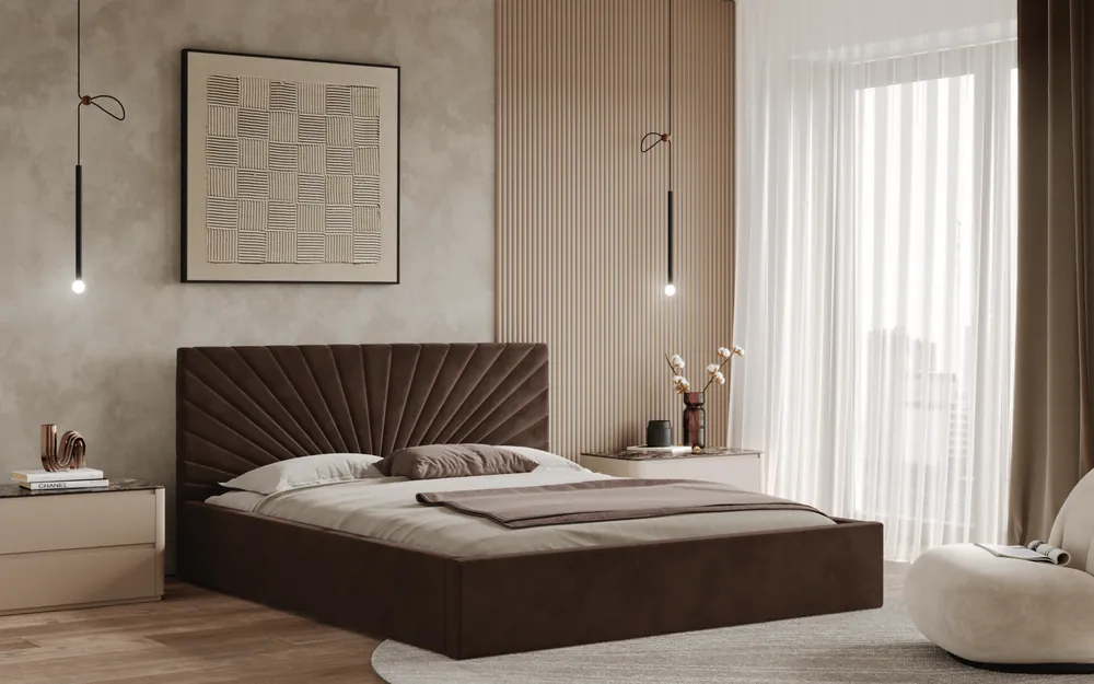 Vysoce Kvalitní Postel BACOLI 160x200 hnědá s úložným prostorem