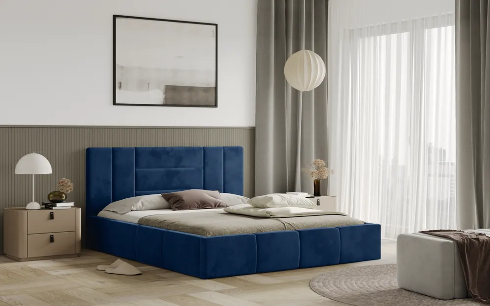 Akční Nabídka Postel MILANO 160x200 modrá s úložným prostorem