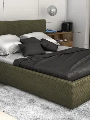 Postel LINCOLN 160x200 olivová s úložným prostorem - manšestr - LINCOLN 37 Levný