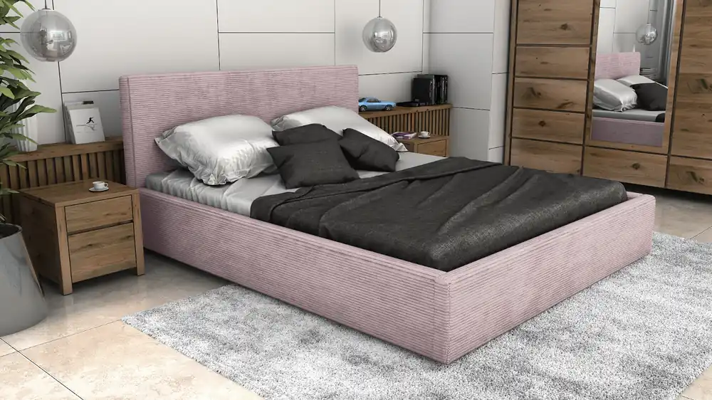 Speciální Cena Postel LINCOLN 160x200 růžová s úložným prostorem - manšestr - LINCOLN 61