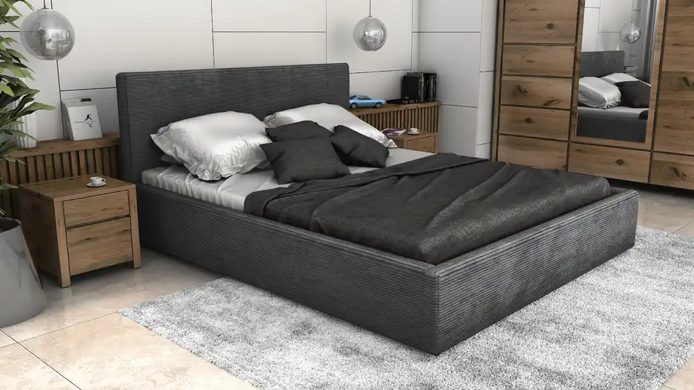 Akce Postel LINCOLN 160x200 tmavěšedá s úložným prostorem - manšestr - LINCOLN 90