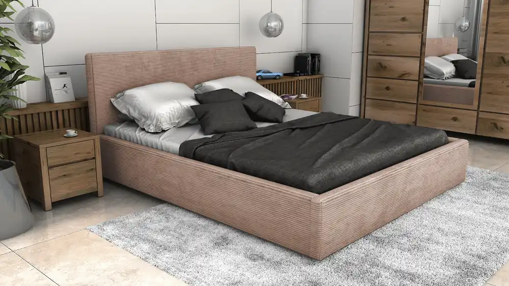 Akční Nabídka Postel LINCOLN 180x200 hnědá s úložným prostorem - manšestr - LINCOLN 17