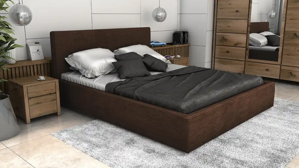 Speciální Cena Postel LINCOLN 180x200 tmavěhnědá s úložným prostorem - manšestr - LINCOLN 29