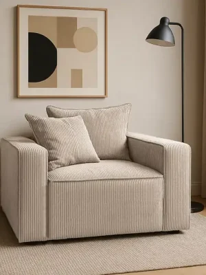 Must-Have Křeslo FIRE - béžové - manšestr - LINCOLN 03