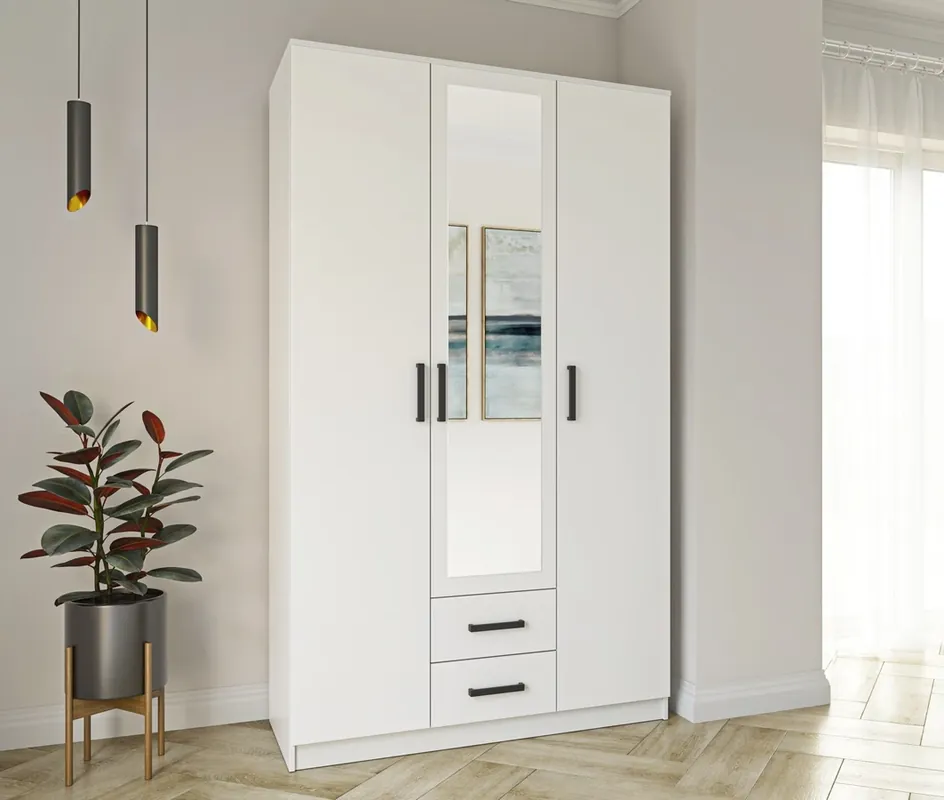 Šatní skříň SIMPLE 3D2S 120 cm bílá Omezená Nabídka