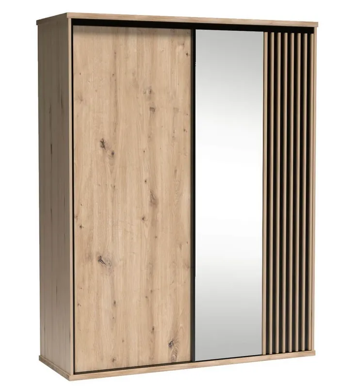 Nejprodávanější Šatní skříň BARBUS dub artisan/černá se zrcadlem