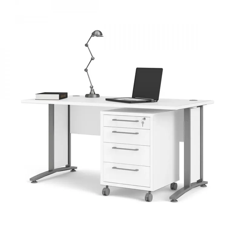 Psací stůl Office 80400/35 bílá/silver grey Rychlé Dodání
