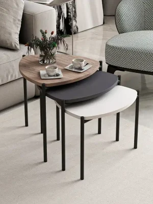 FLORINA set konferenčních stolků, bílá / antracit / ořech Horká Nabídka