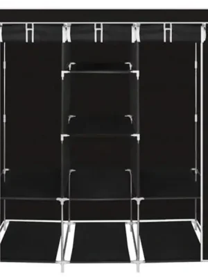 Levný Textilní přenosná šatníková skříň černá - 130 x 45 x 170 cm